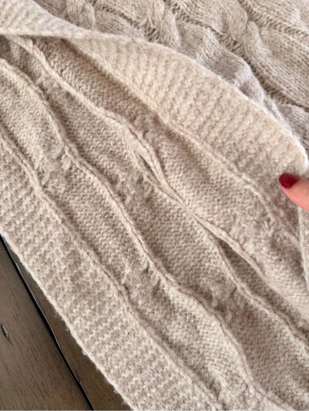 J. Crew Cable-knit fringe scarf Heather Oatmeal #419